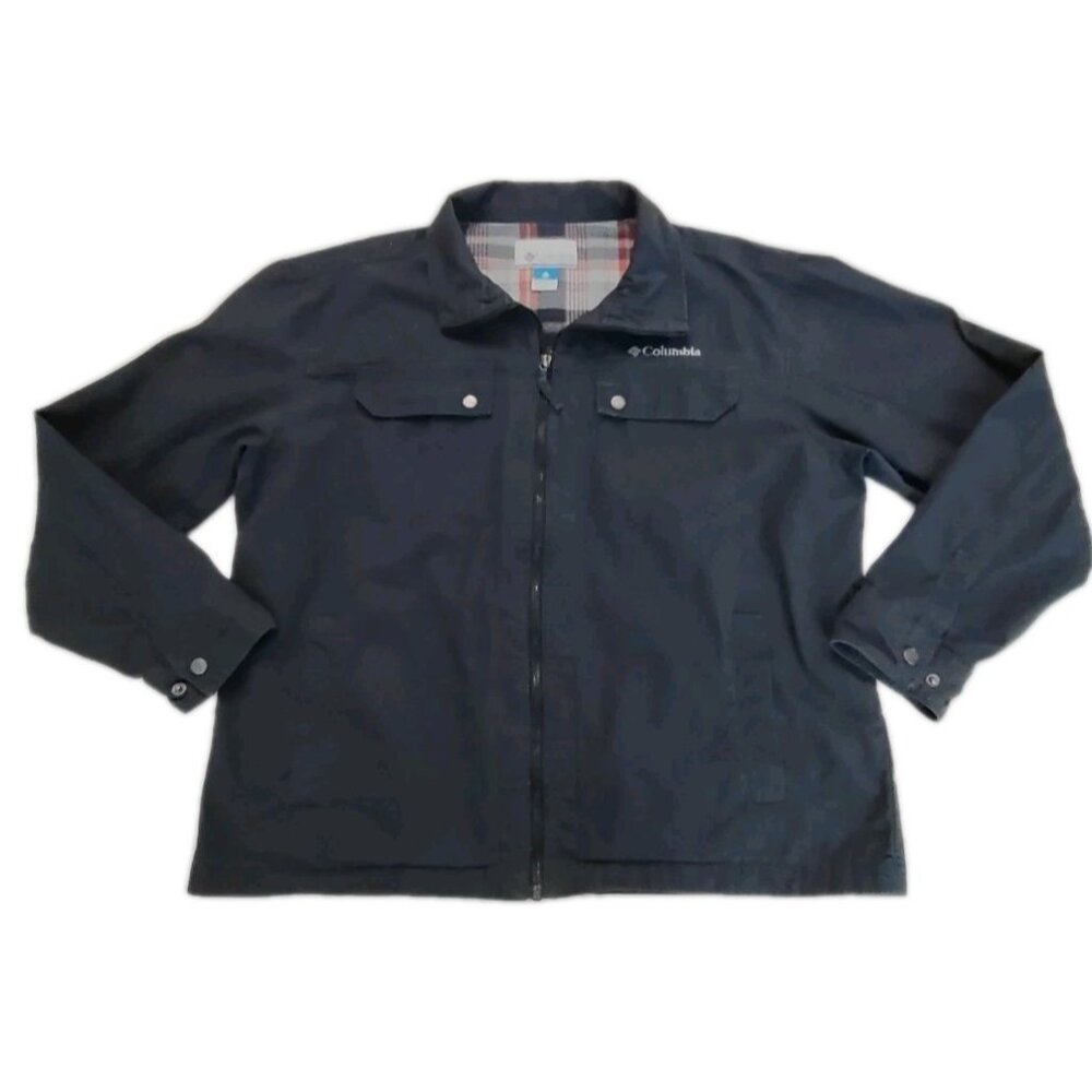 Columbia Sportswear Men XL Detroit Style Canvas Jacket Blue Zip Complete